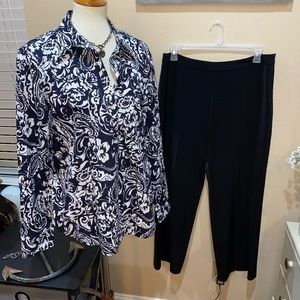 WHBM Stretch Fabrication Pants Slacks & Chaps Button Down Top size 14 / XL ❤️